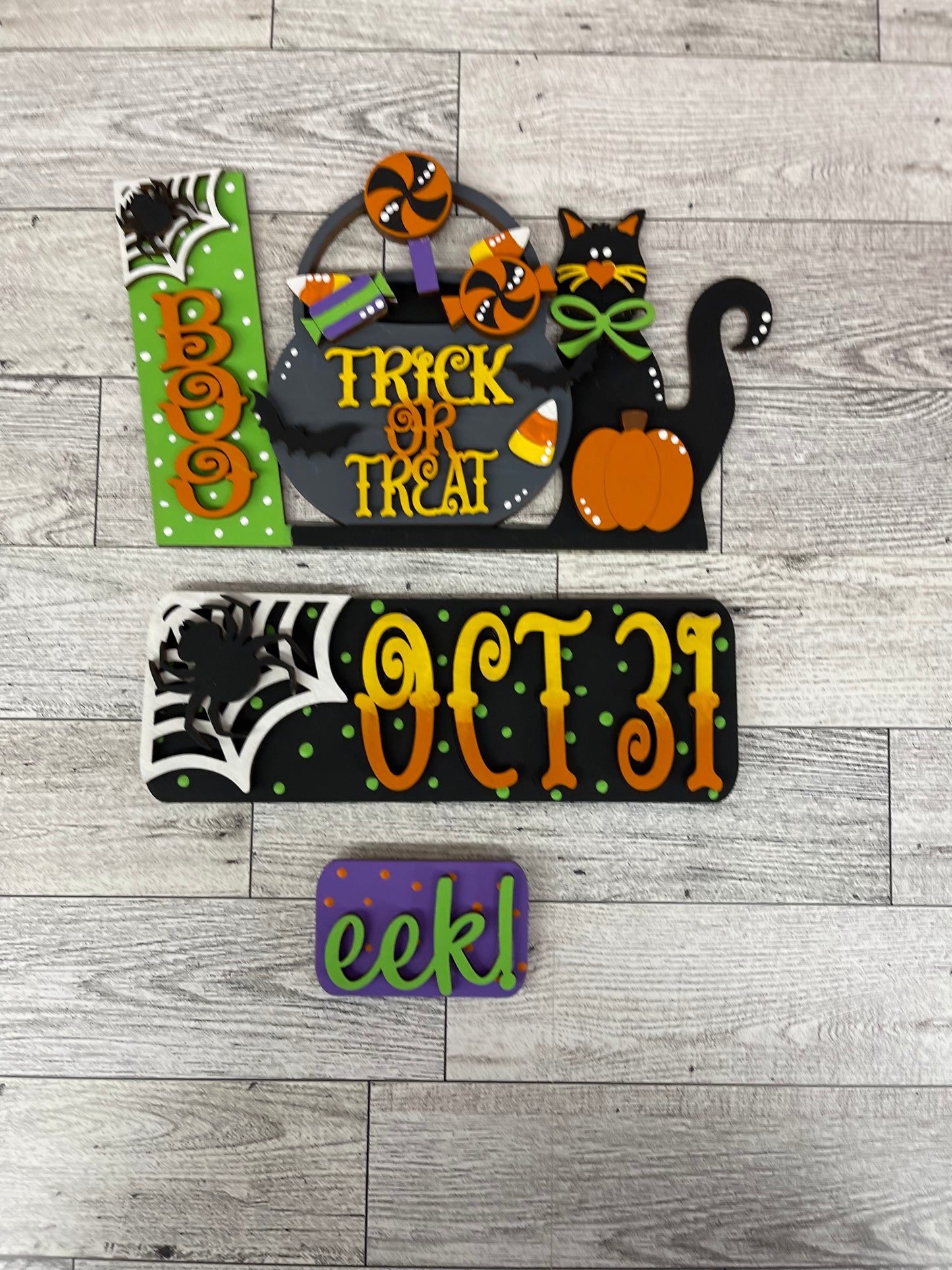 Halloween Truck insert only, unpainted wood cutouts, ready for you to paint,