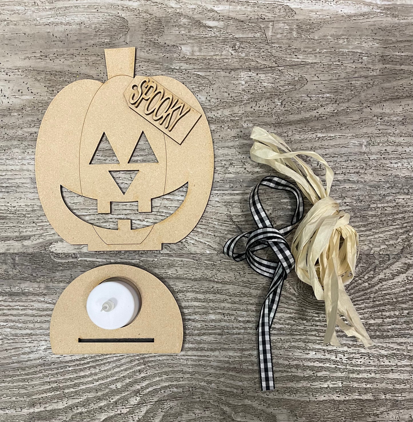 Halloween and Fall Tea lights diy kit cutout,unpainted wooden cutouts, ready for you to paint