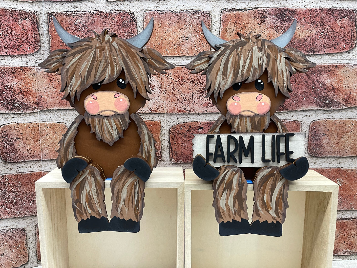 $12.00 Tuesday - Highland Cow Shelf Sitters only cutouts ready for you to finish - truck sold separately