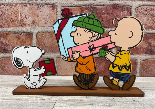 Joy of Giving - Snoopy, Linus & Charlie Brown - Peanuts Gang Cutout unpainted wood ready for you to paint