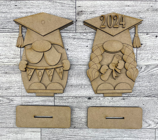 Mini Graduation Gnome unpainted cutouts