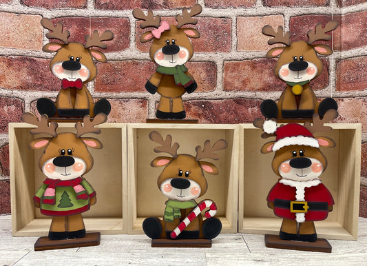 $12.00 Thursday - Reindeer set of six Standers - cutouts ready for you to finish -