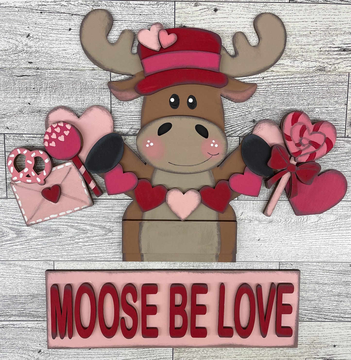 Valentines Moose - Insert for Changeable Window Box unpainted wood cutouts, ready for you to paint