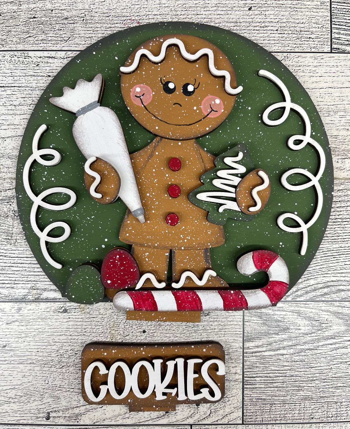Gingerbread 2026 Globe Insert - unpainted wood cutouts, ready for you to paint
