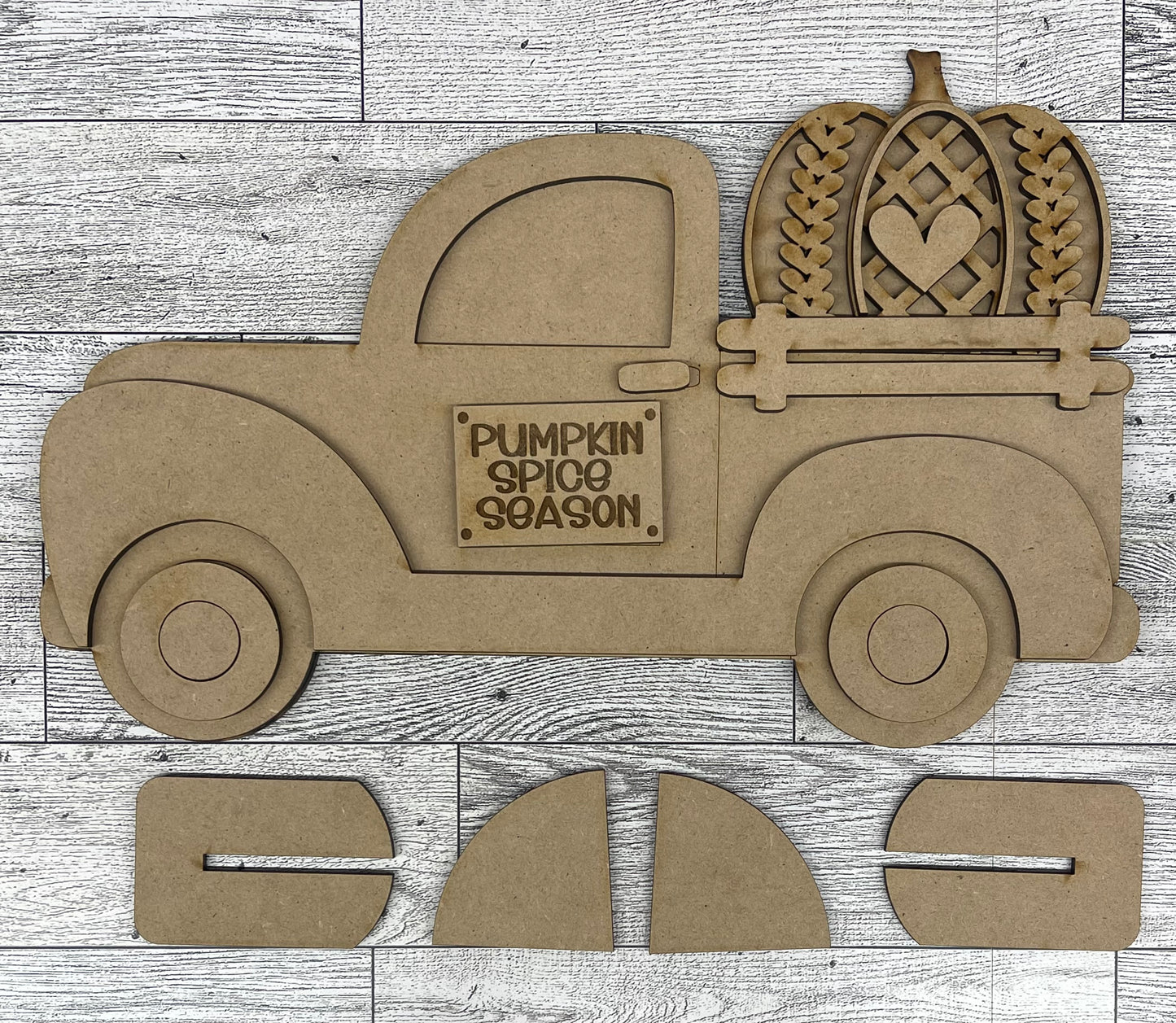 Sweater Weather Pumpkin Large Truck - unpainted cutouts