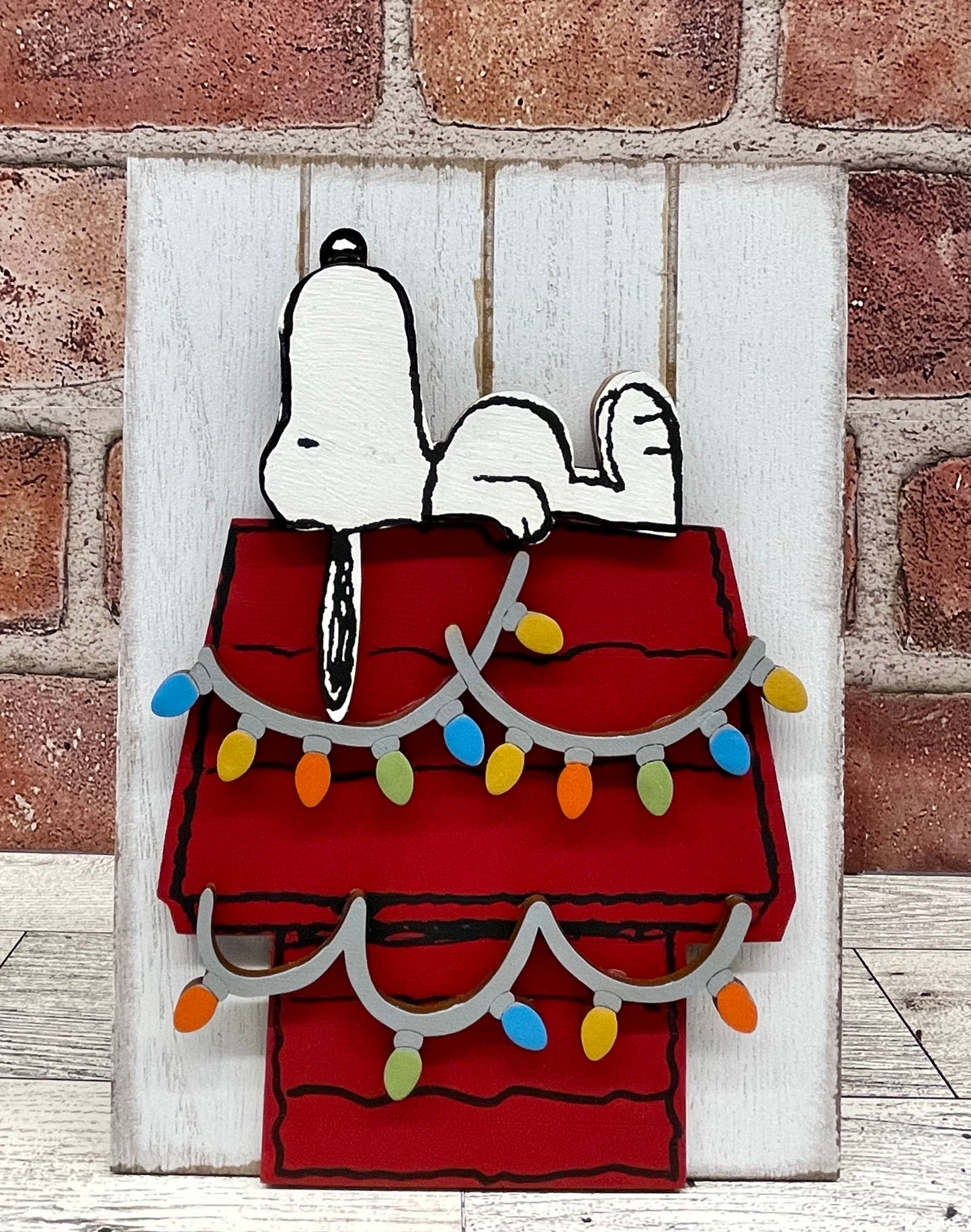 Christmas Snoopy Dog House with lights  - Peanuts Gang Cutout unpainted wood ready for you to paint