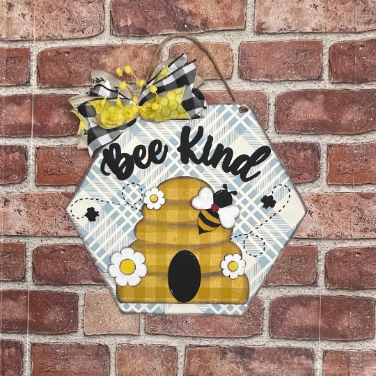 Bee Kind sign kit, unpainted wooden cutouts - Bee kit ready for you to paint, includes the circle