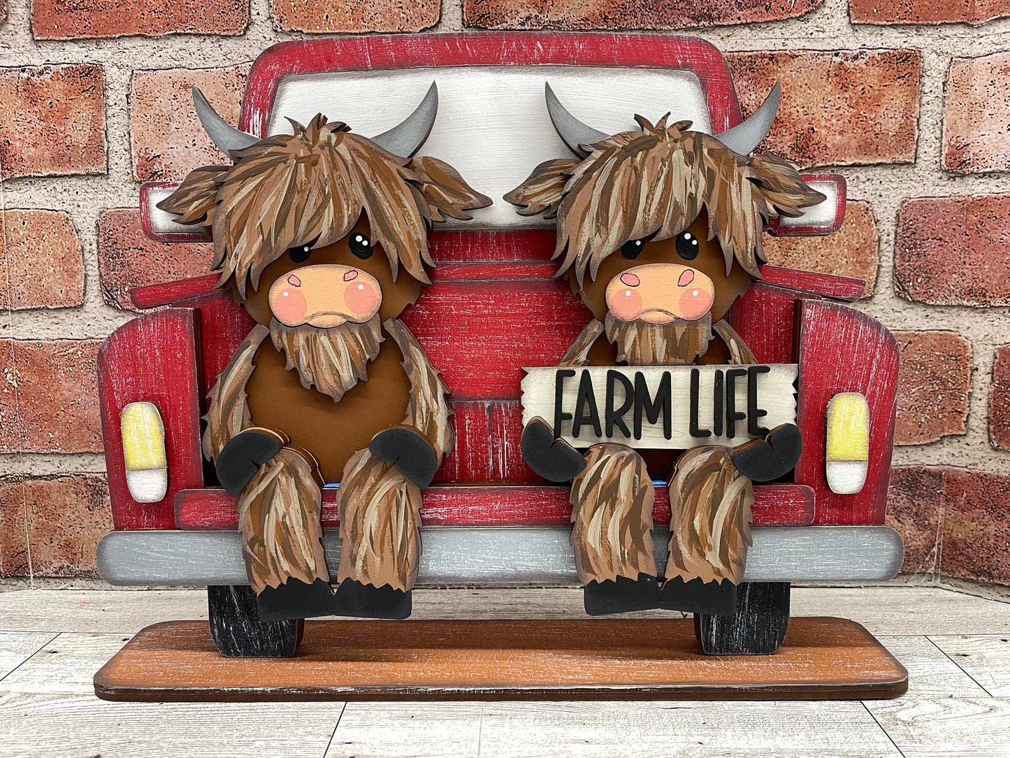 $12.00 Tuesday - Highland Cow Shelf Sitters only cutouts ready for you to finish - truck sold separately