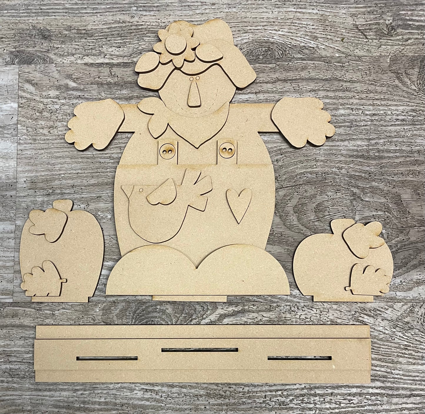 Scarecrow standing grouping cutout,unpainted wooden cutout - ready for you to paint