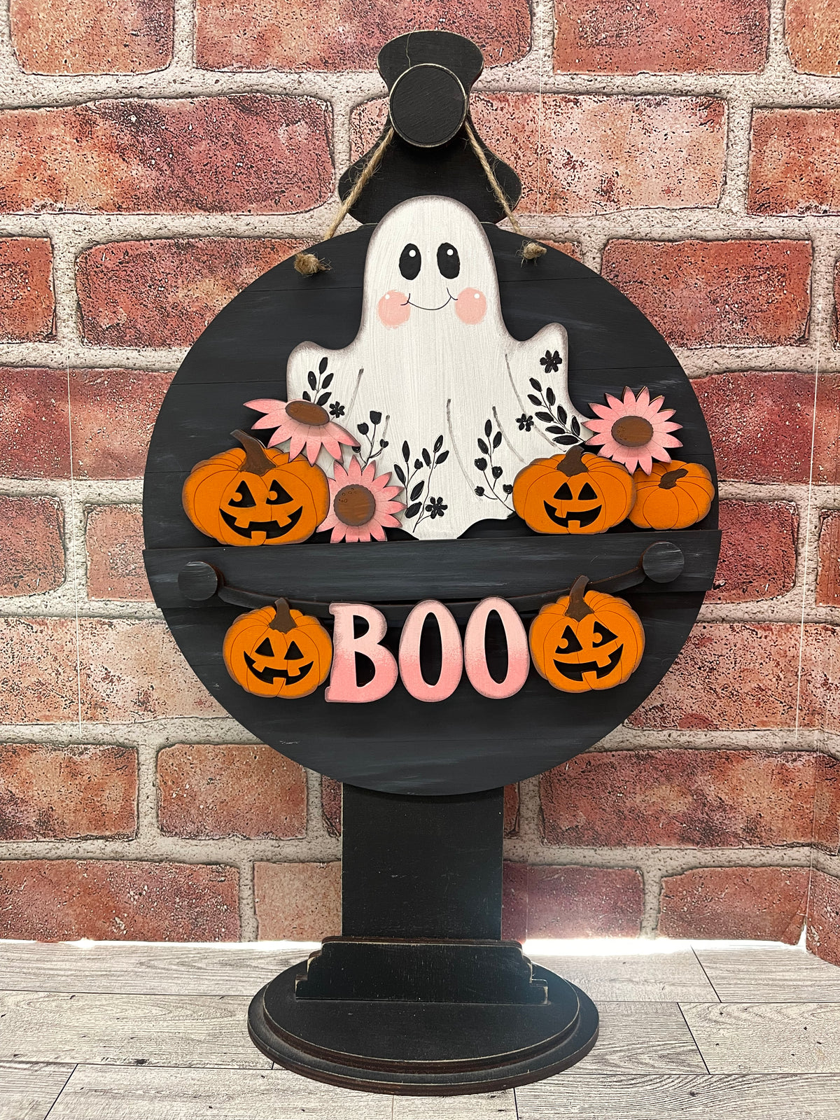 Halloween Ghost with Flowers 2026 Insert for Picket Fence unpainted wood cutouts, ready for you to paint