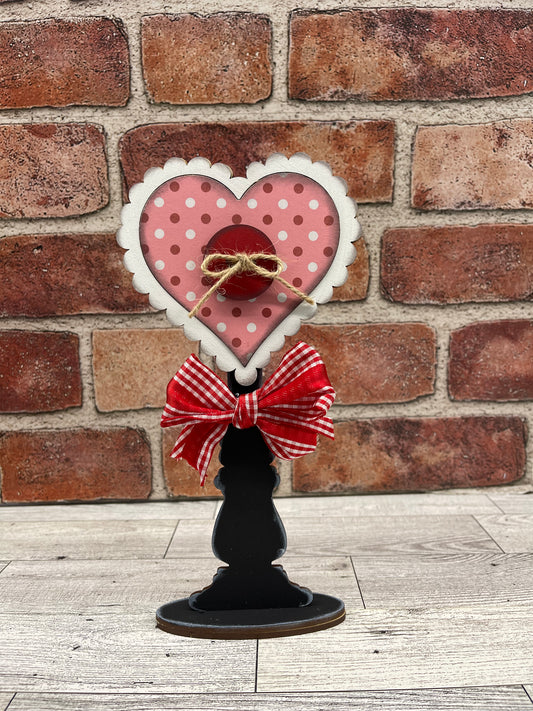 Valentine Heart Pedestal wood cutouts, unpainted ready for you to paint