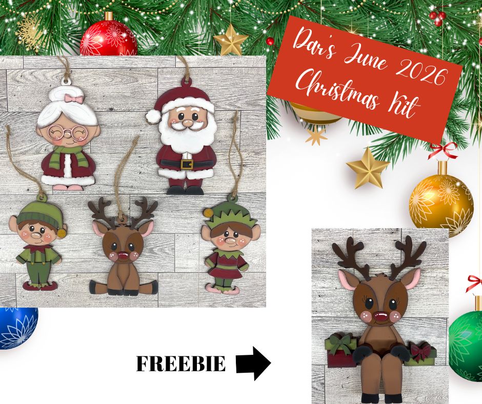 Both June Monthly Kit and June Christmas Kit - get Patriotic Chicken kit free - does not include frame or plain arch or HOME arch frame sold separately - unpainted ready for you to finish