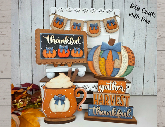 Give Thanks Decor Set - Tiered Tray Set - unpainted ready for you to finish