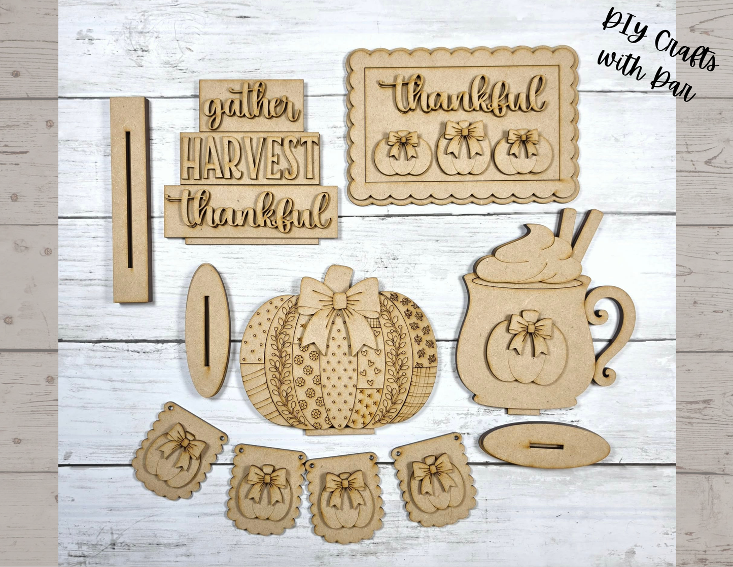 Give Thanks Decor Set - Tiered Tray Set - unpainted ready for you to finish
