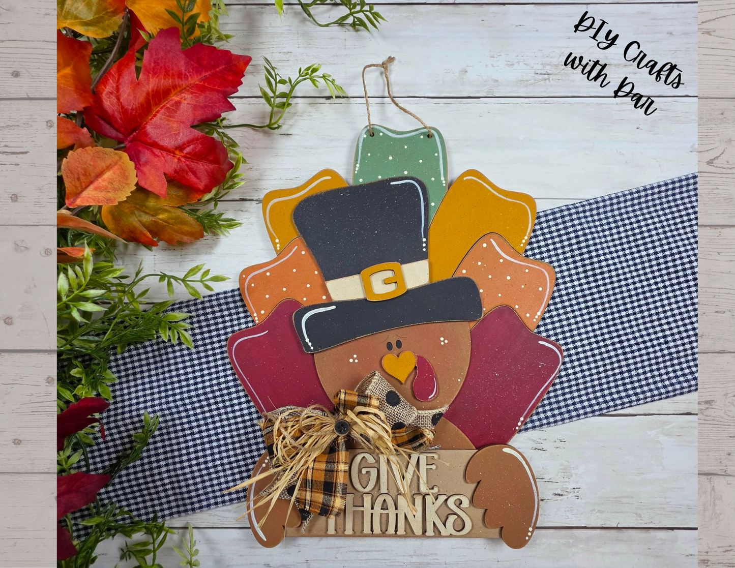 Give Thanks Turkey Door Sign - unpainted ready for you to finish