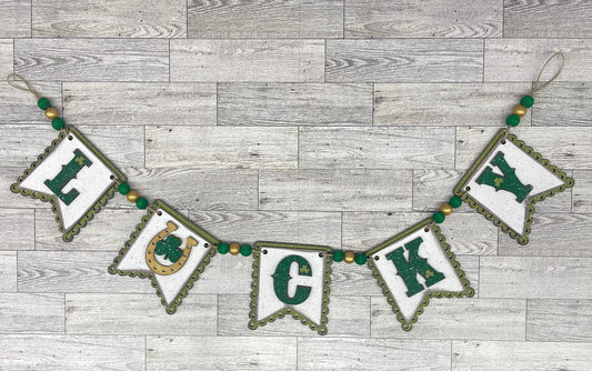 St. Patricks Day Garland - wood pieces, unpainted wood cutouts, ready for you to paint, scrapbook paper is not included
