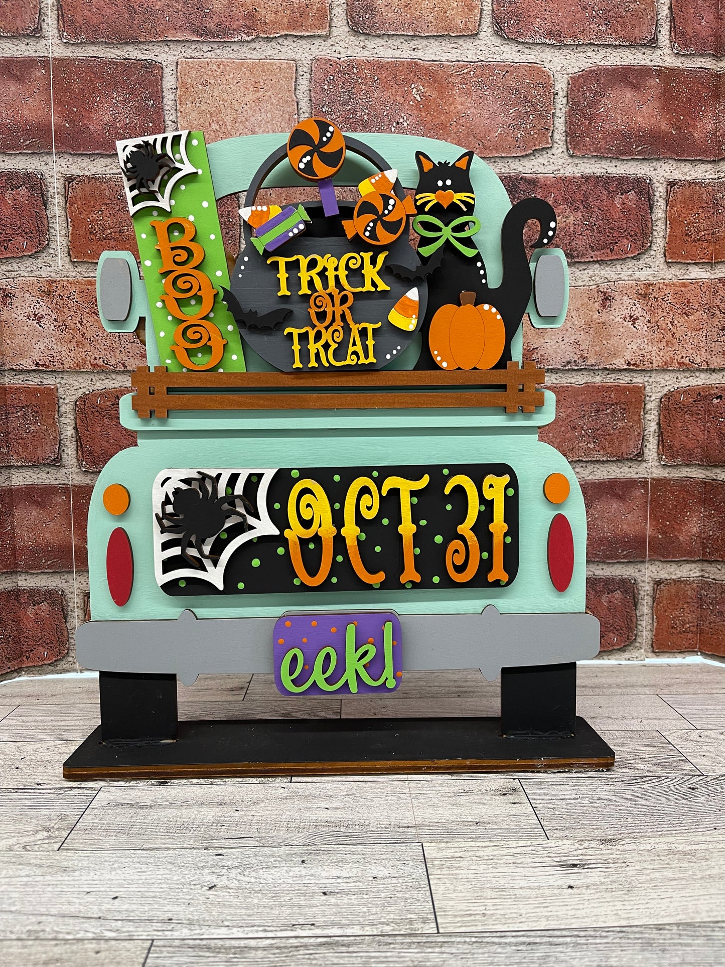 Halloween Truck insert only, unpainted wood cutouts, ready for you to paint,