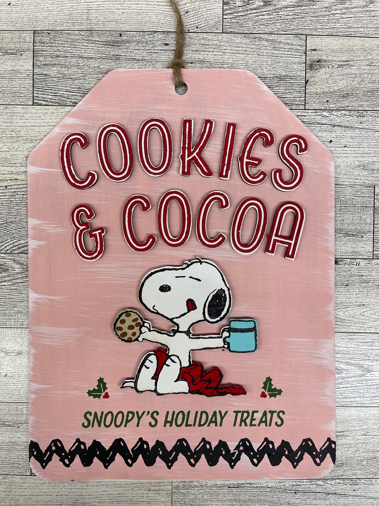 Snoopy Holiday Treats - Cookies & Cocoa- Peanuts Gang Cutout unpainted wood ready for you to paint
