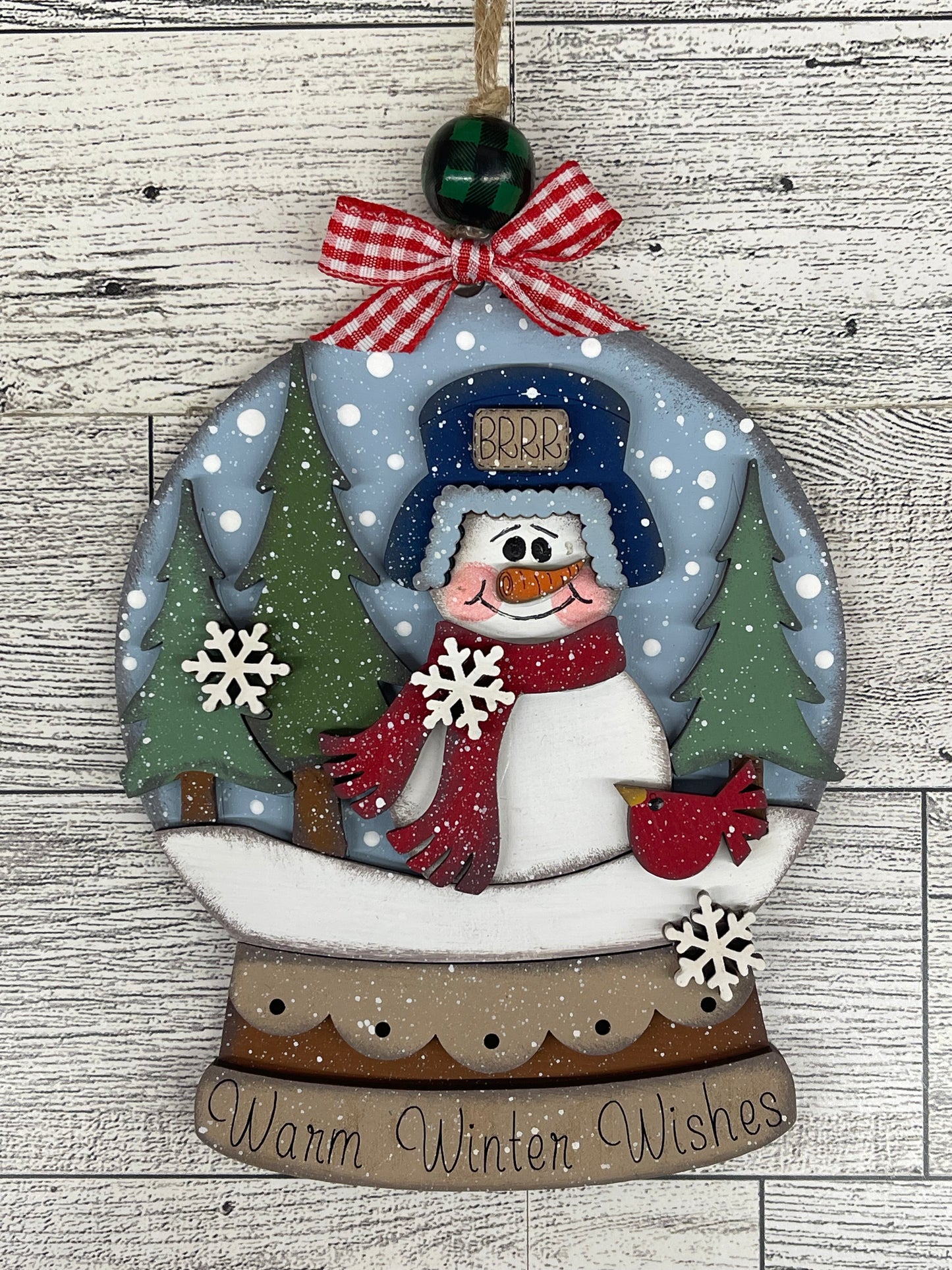 Snowman  - lighted Christmas Globe Ornament or Stander - unpainted wood cutouts, ready for you to paint