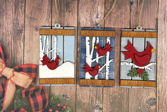 Cardinal Memorial Pallet Christmas Ornaments unpainted cutouts