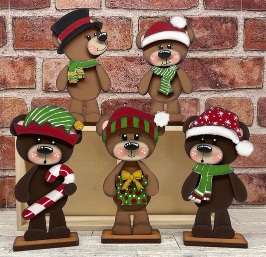 2026 4th Day of Christmas in July -Christmas Bear Standers - unpainted cutouts, ready to paint (Copy)
