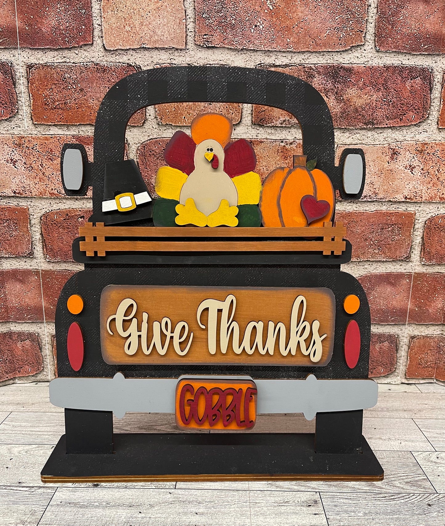 Thanksgiving Turkey Truck insert only, unpainted wood cutouts, ready for you to paint,