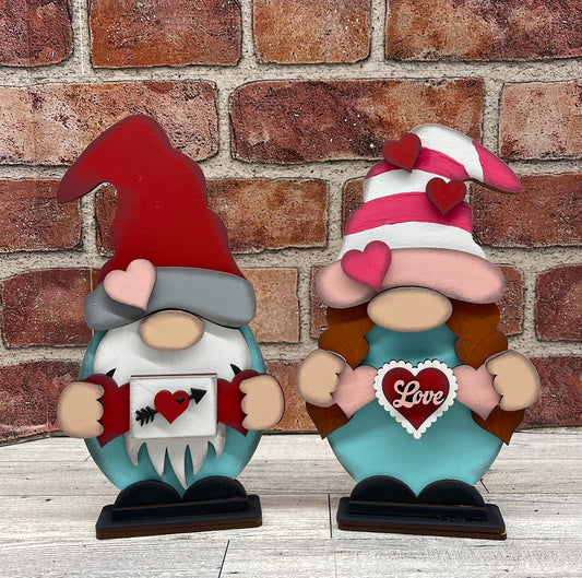 Valentine’s  Gnome - Boy or Girl wood cutouts, unpainted ready for you to paint