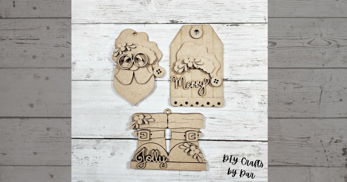 Jolly St. Nick Christmas Ornaments set of 3 - unpainted cutouts, ready for you to paint