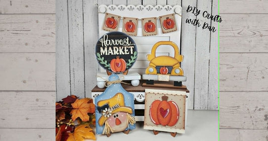 Fall Scarecrow Decor Set - Tiered Tray Set - unpainted ready for you to finish