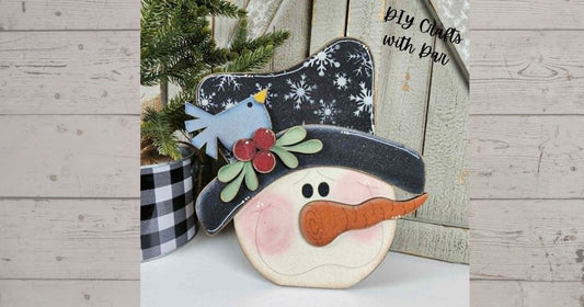 Snowman Head Shelf Sitter - unpainted wood cutouts, ready for you to paint