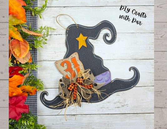 Witch Hat Door Sign - unpainted cutouts ready for you to paint