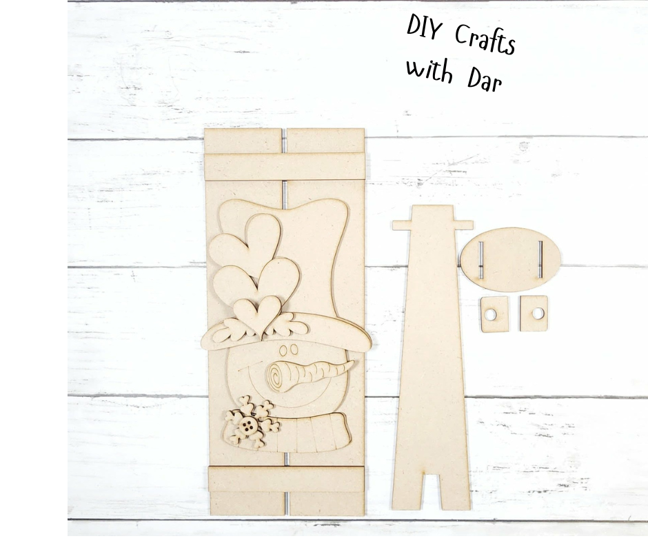 Valentines Snowman Pallet Sign - cutouts unpainted ready for you to finish