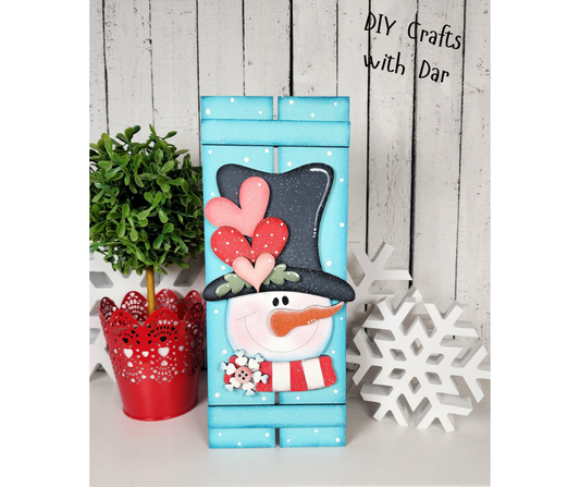 Valentines Snowman Pallet Sign - cutouts unpainted ready for you to finish