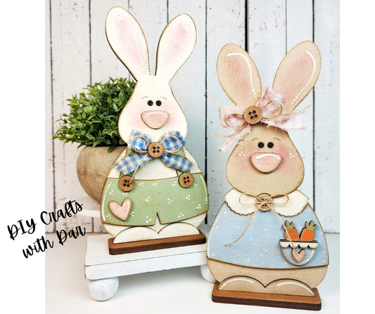 Prim Easter Bunny Boy and Girl Stander 2026 - unpainted cutouts ready for you to paint and finish