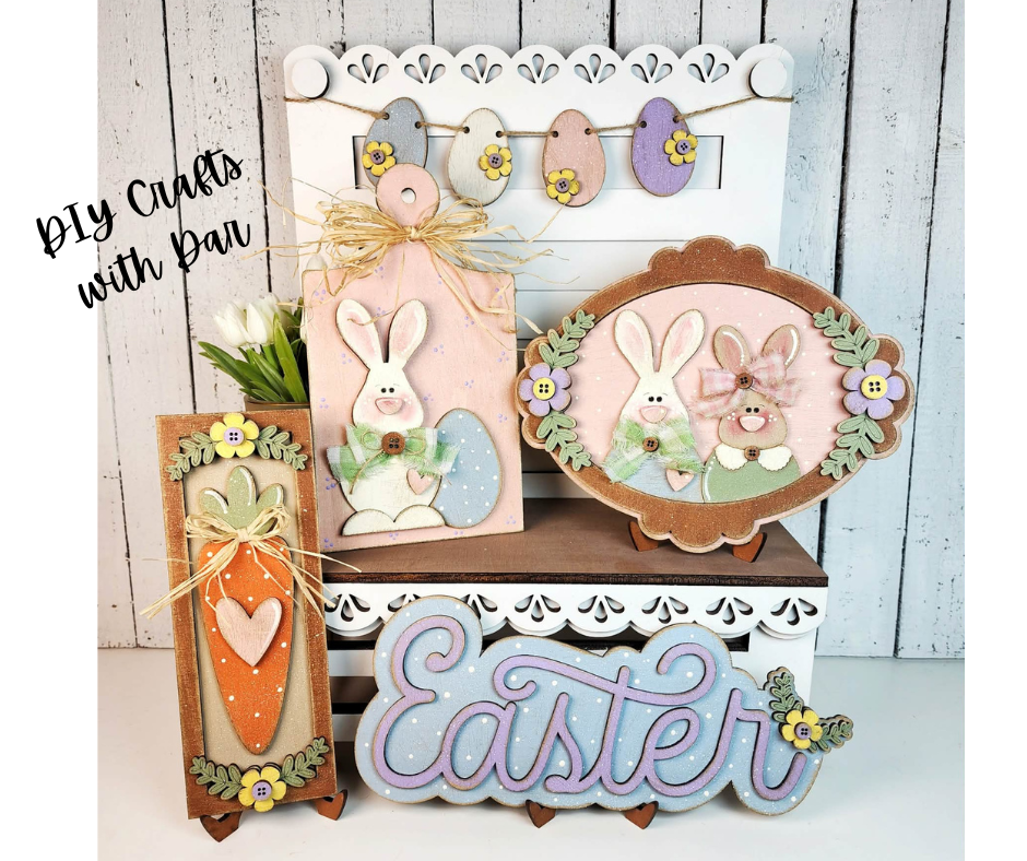 Prim Easter - 2026 Decor Set - Tiered Tray Set - unpainted cutouts ready for you to paint and finish