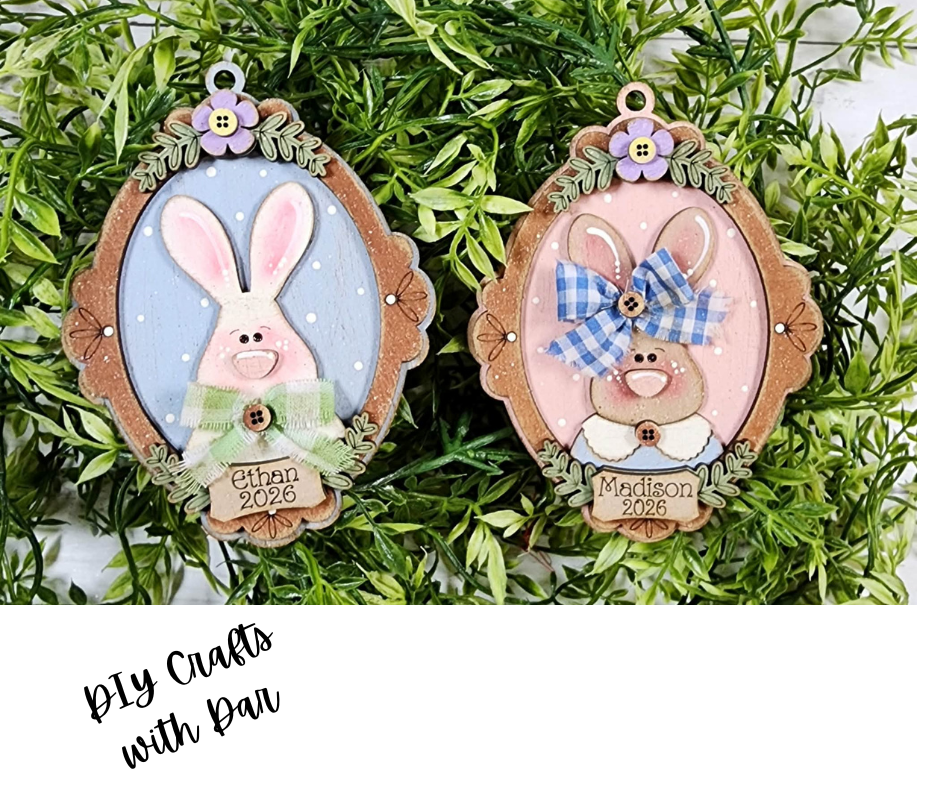 Prim Easter Ornaments - Set of 2 - 2026 - unpainted wood cutouts, ready for you to paint