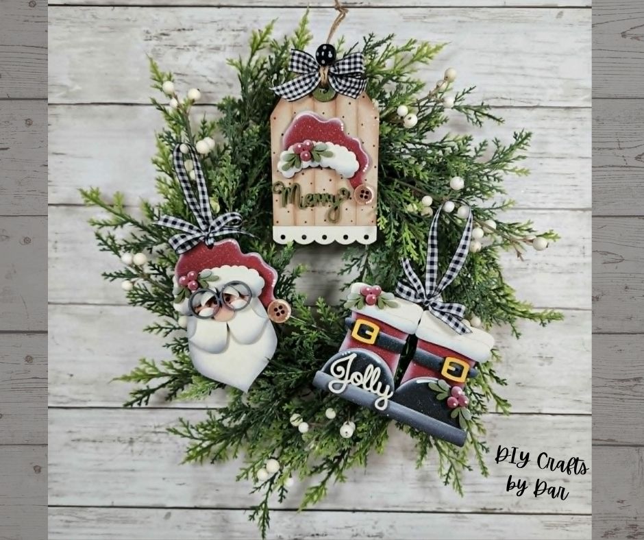 Jolly St. Nick Christmas Ornaments set of 3 - unpainted cutouts, ready for you to paint