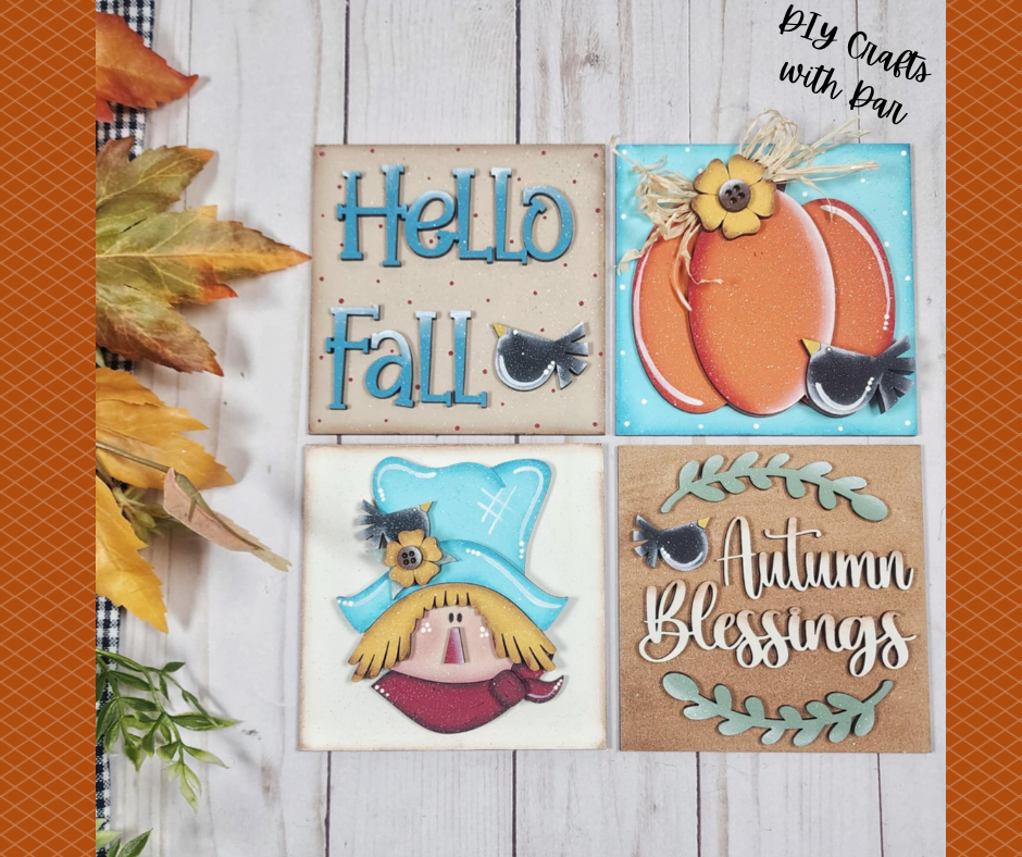 Fall Scarecrow set of 3 Blocks for Leaning Ladder or frame, DIY Unpainted Wooden Kit, DIY Blocks for Leaning Ladder Kit