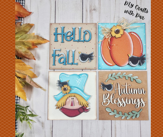Fall Scarecrow set of 3 Blocks for Leaning Ladder or frame, DIY Unpainted Wooden Kit, DIY Blocks for Leaning Ladder Kit