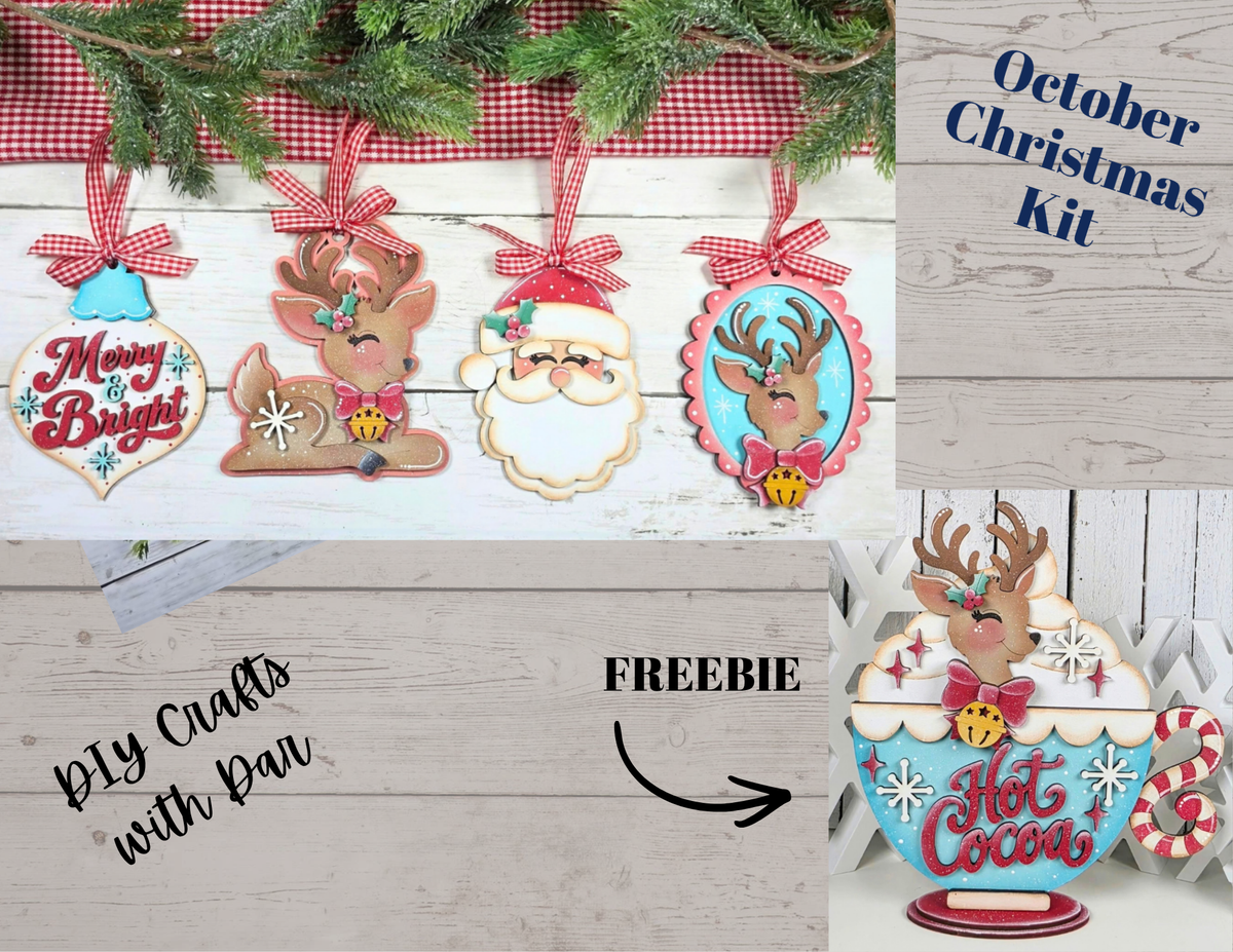 October 2026 - Dar's Christmas Craft Club - unpainted wood cutouts, ready for you to paint