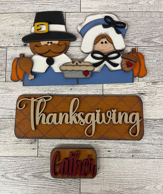 Thanksgiving Pilgrims Truck insert only, unpainted wood cutouts, ready for you to paint