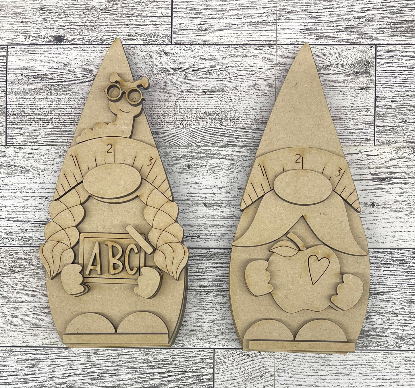 Chunky Teacher Gnomes unpainted cutouts