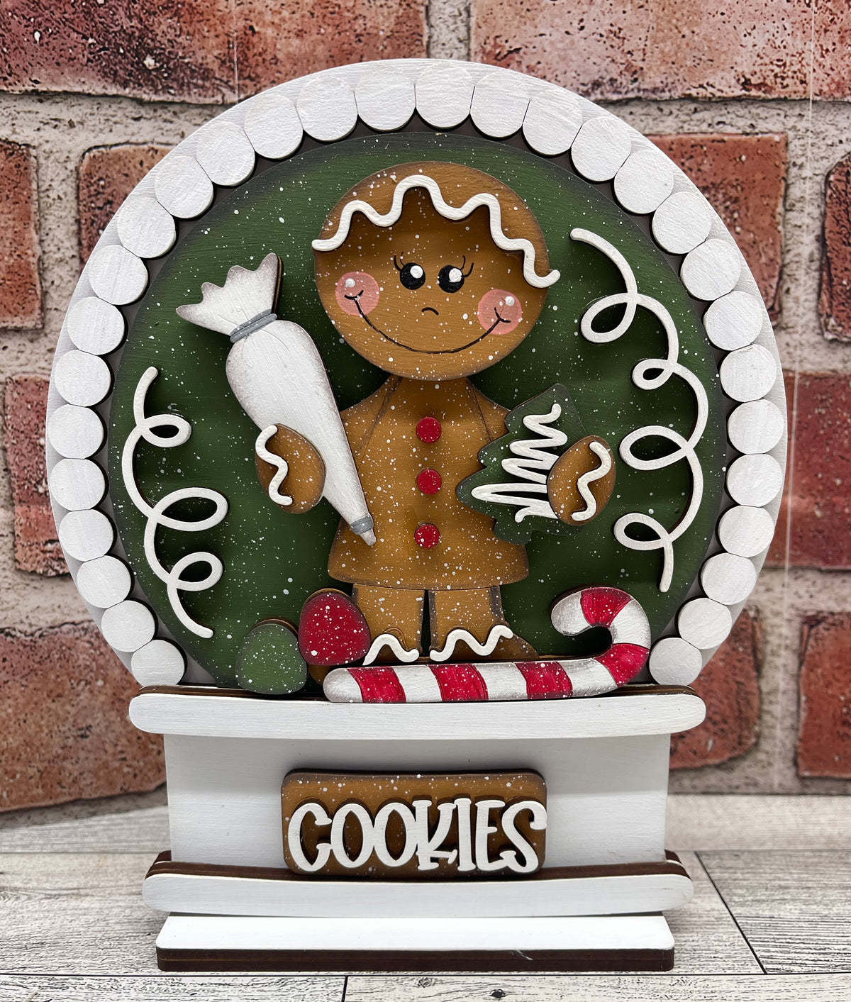 Gingerbread 2026 Globe Insert - unpainted wood cutouts, ready for you to paint