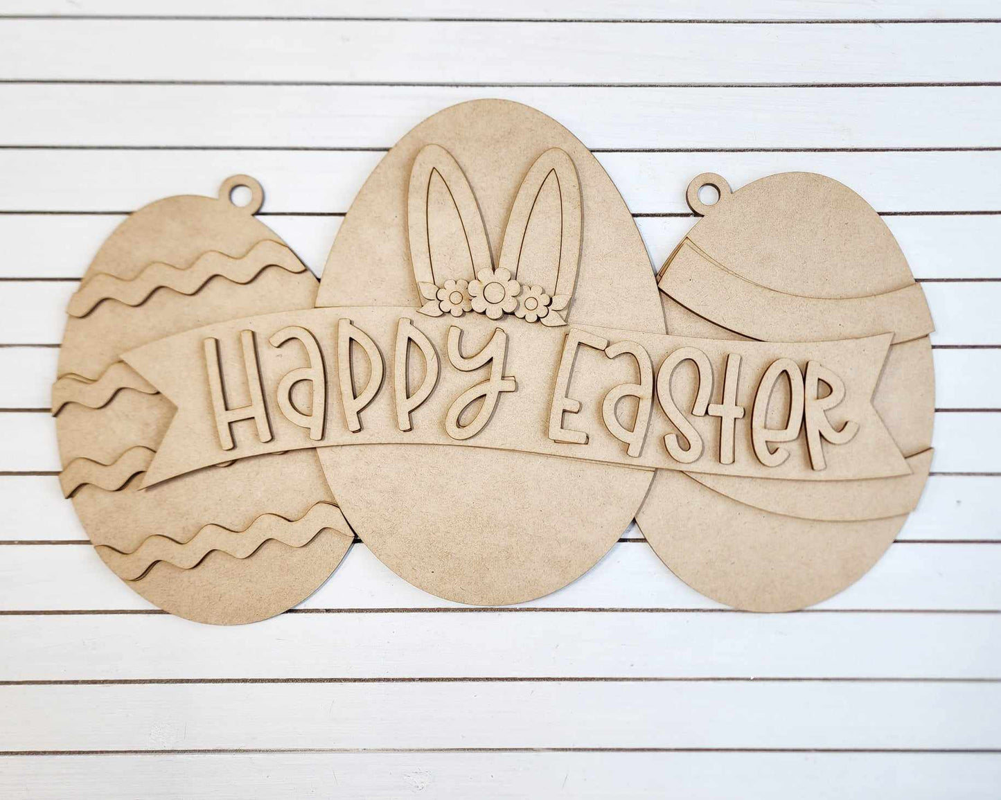 Happy Easter - Easter Egg Door Sign - Wood Cutouts unpainted ready for you to paint