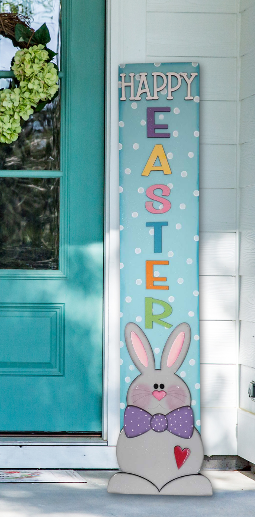 Happy Easter Porch Leaner - Wood Cutouts unpainted ready for you to paint