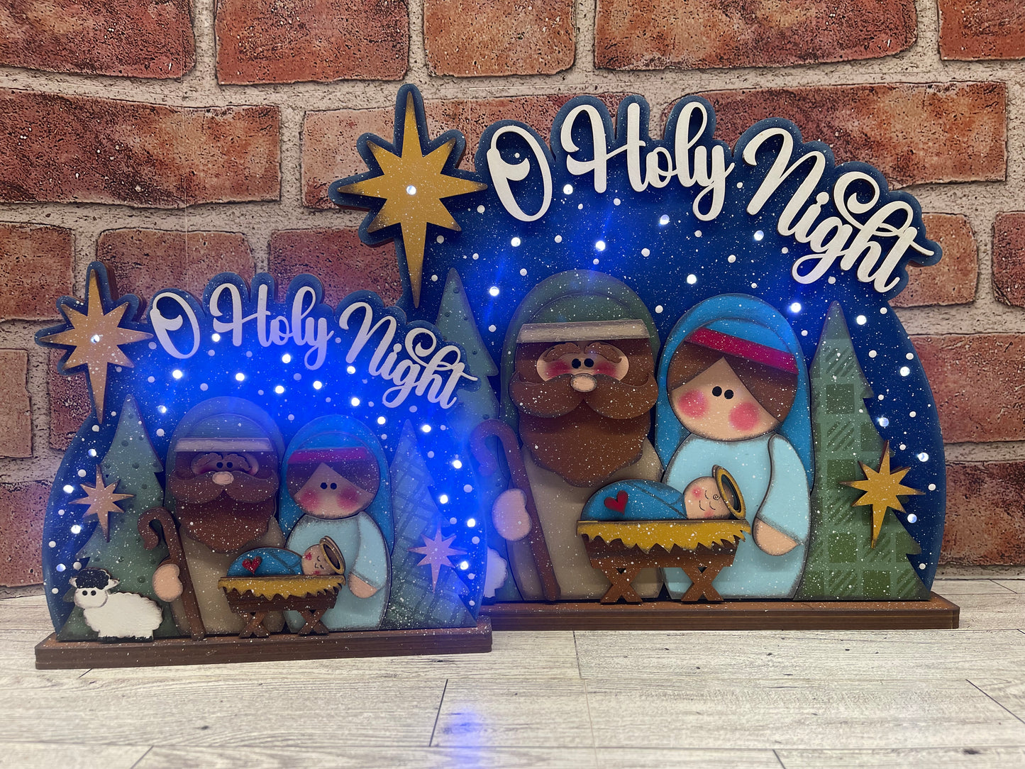 O Holy Night Nativity Stander with Lights - unpainted cutouts, ready for you to paint