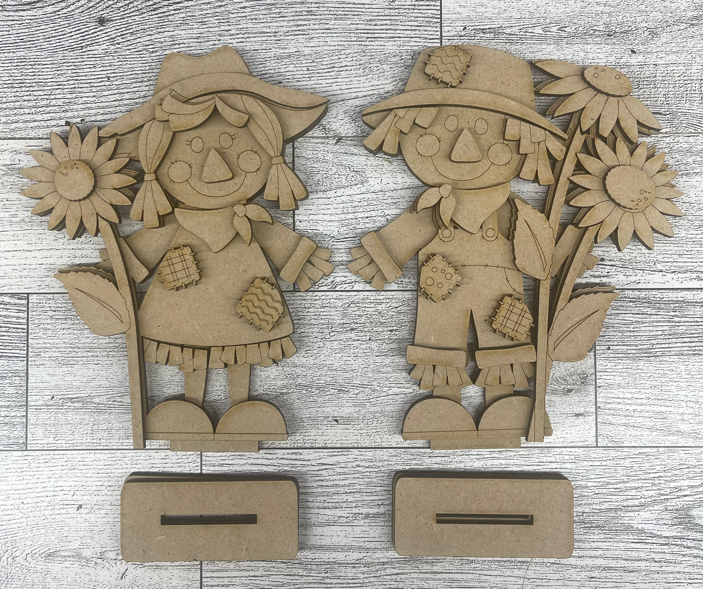 $5.00 Friday - Scarecrow Stander boy or girl - unpainted cutouts ready for you to finish