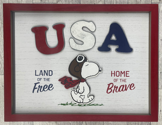Snoopy USA - Patriotic - Cutout unpainted wood ready for you to paint (sign not included)