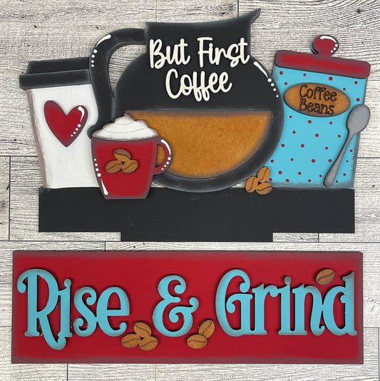 Coffee Insert for Changeable Window Box unpainted wood cutouts, ready for you to paint