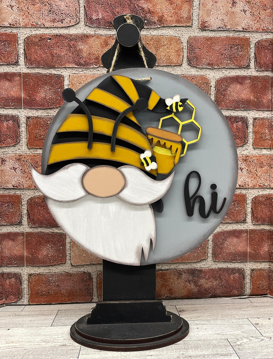 Bee Gnome  Changeable Door Sign cutouts - unpainted wooden cutouts, ready for you to paint